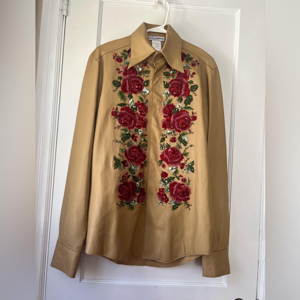 Dolce Gabbana Leather Embellished Blouse Women Size 46